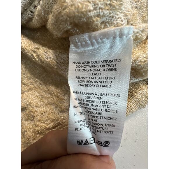 Anthropologie lace knitted adjustable cardigan beige women's XS Small Cropped - Picture 11 of 12